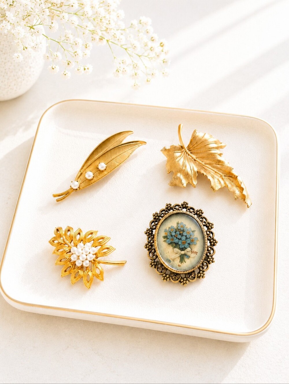 Vintage Gold Tone Brooch Collection